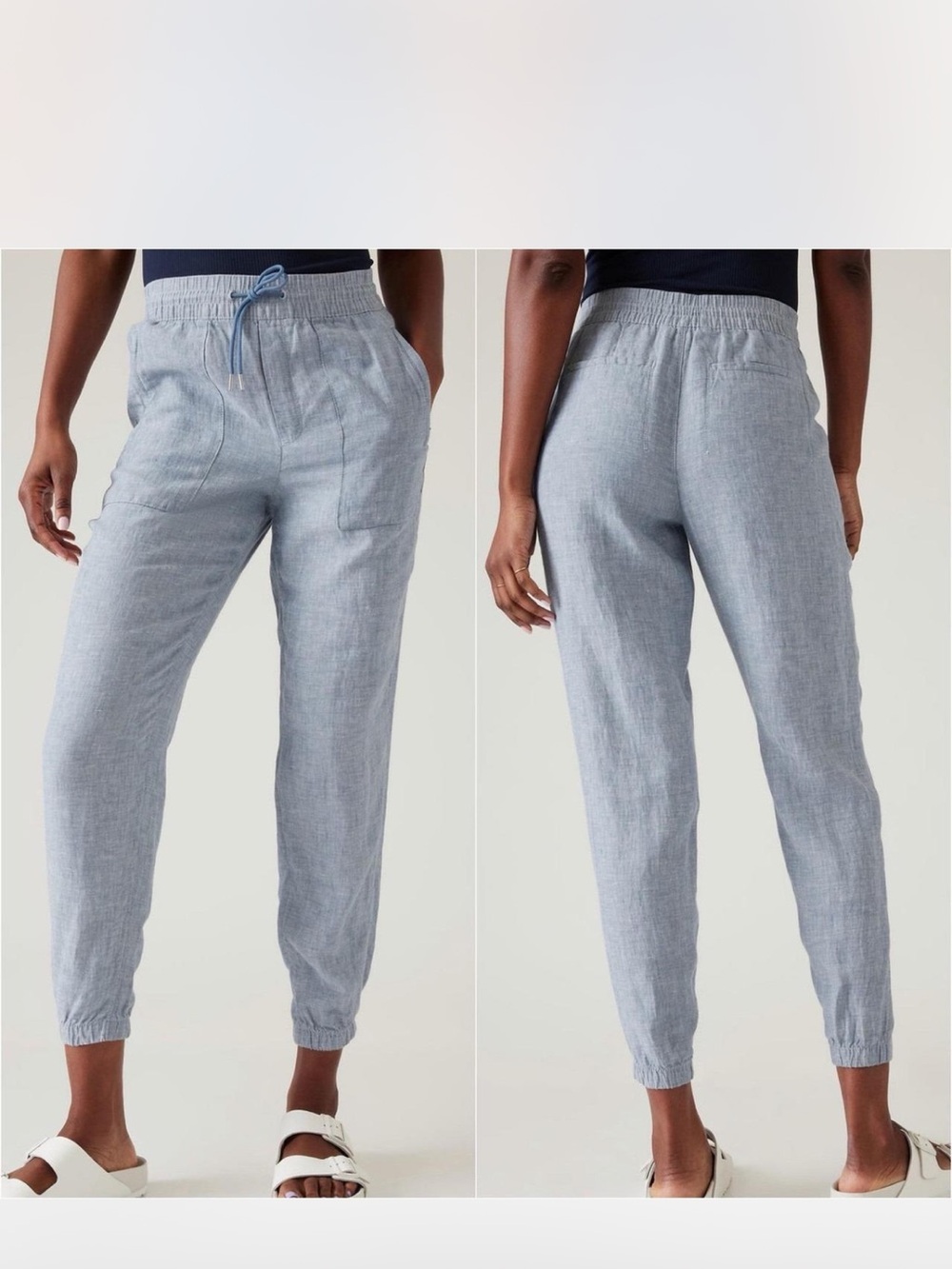 Athleta Women’s Size 2 Retreat Blue Linen Joggers